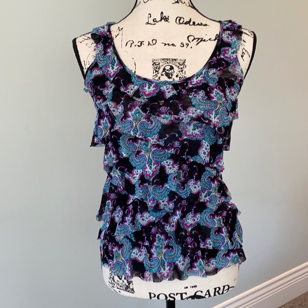 Express Multi-Color Like New w/o Tags Ruffle Sheer Dress Tank